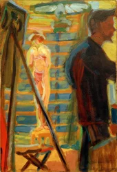 Heckel og model i studiet
